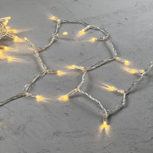 Светодиодная гирлянда с колпачком 100 экстра теплых белых LED ламп 10 м., 220-230 В., прозрачный провод ПВХ, IP65, LTC (PST100CAP-10-2WW)