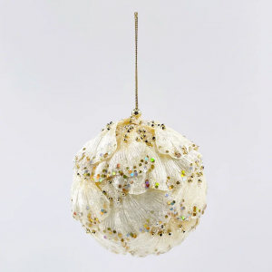 Винтажный шар Сокровища Посейдона - Ракушка, 10 см., бежевый, 1 шт., Christmas DeLuxe (86563)