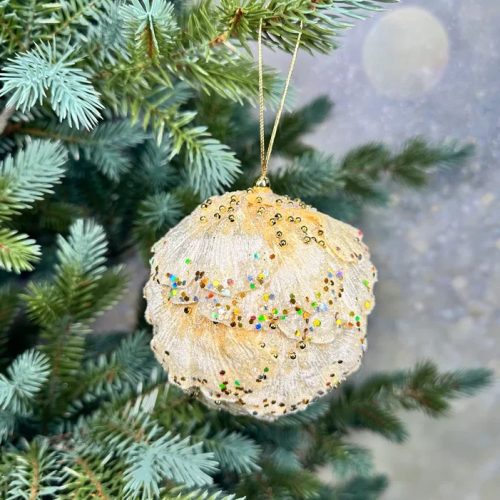 Винтажный шар Сокровища Посейдона - Ракушка, 10 см., бежевый, 1 шт., Christmas DeLuxe (86563)