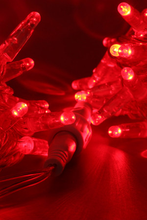 Светодиодная нить 100 красных LED ламп, 10 м., 220В, статика, прозрачный провод ПВХ, Teamprof (TPF-S10C-220V-CT/R)