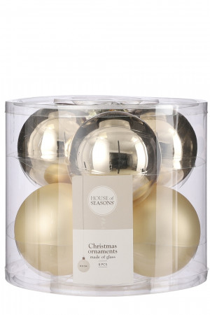 Набор стеклянных шаров Лалик 80 мм., 6 шт., шампань, House of seasons (85789)  