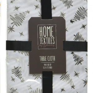 Скатерть Новогодний фейверк 140х180 см., белый с серебром, Kaemingk (668542/3)