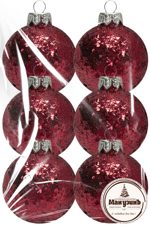 Набор пластиковых шаров Серпантин, 85 мм., 6шт., красный, ПромЕлка (НШИПЛС-85Red)