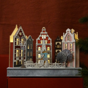 Светильник рождественский музыкальный Зимний город 23.5*32 см., на батарейках, Lampirida (4521)