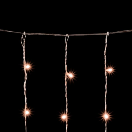 Светодиодный занавес 2*3 м., 600 экстра теплых белых LED ламп, облегченный, прозрачный провод ПВХ, LTC (PCL600NOT-10-2EWW)