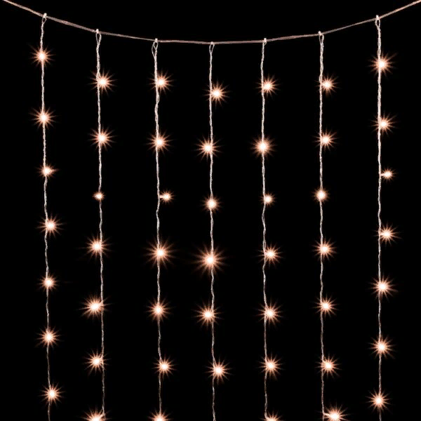 Светодиодный занавес 2*3 м., 600 экстра теплых белых LED ламп, облегченный, прозрачный провод ПВХ, LTC (PCL600NOT-10-2EWW)