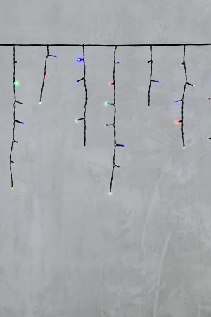 Светодиодная бахрома 4,9*0,5 м., 240 разноцветных LED ламп, черный провод ПВХ, Beauty Led (PIL240-11-2M)