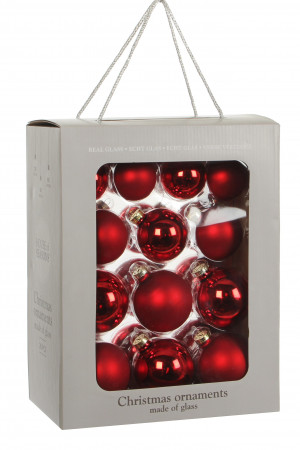 Набор стеклянных шаров Алые паруса 70 мм., 26 шт., красный, Christmas DeLuxe (83122)