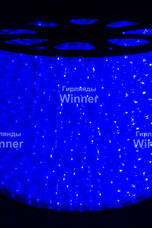 Дюралайт круглый Ø 13 мм., 220V, 3-жилы, синие LED лампы 32 шт на 1 м., бухта 100 м, силикон, Winner (05.100.13.32B)