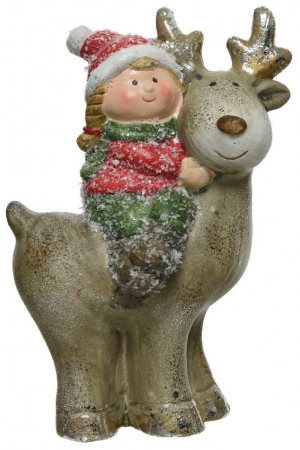 Декоративная фигура Малышка  на олене 5*11 см, Kaemingk (630110/2)