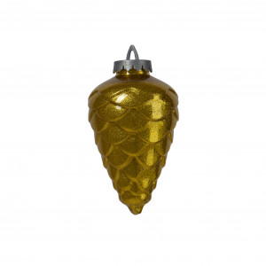 Шишка пластиковая 250 мм., золотая, с глиттером лакированная, BigDecor (801002)