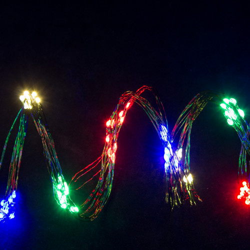 Светодиодная роса-хвост 2 м., 10 лучей, 200 разноцветных LED ламп, зеленый провод, Winner Light (m.18.4G.200)