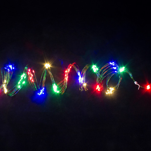 Светодиодная роса-хвост 2 м., 10 лучей, 200 разноцветных LED ламп, зеленый провод, Winner Light (m.18.4G.200)