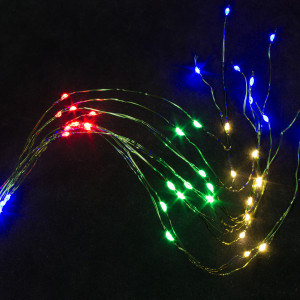 Светодиодная роса-хвост 2 м., 10 лучей, 200 разноцветных LED ламп, зеленый провод, Winner Light (m.18.4G.200)