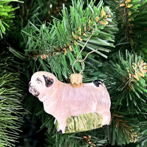 Елочное украшение Мопс, стекло, 5 см., 1 шт., Irena CO (53495)