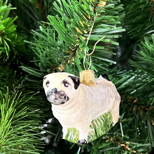 Елочное украшение Мопс, стекло, 5 см., 1 шт., Irena CO (53495)