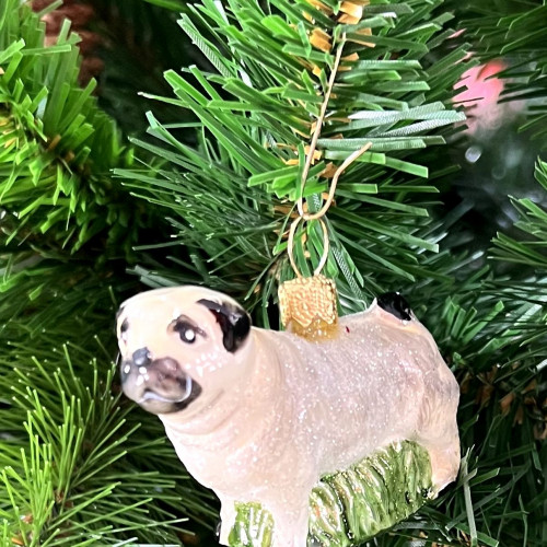 Елочное украшение Мопс, стекло, 5 см., 1 шт., Irena CO (53495)