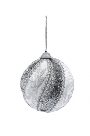 Винтажный шар Аллегро 10 см., серебро, 1 шт., Christmas DeLuxe (86591)