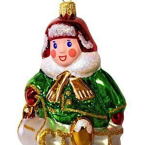 Елочное украшение Мальчик на санках 85 мм., стекло, Ёлочка (С1598)