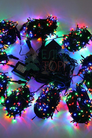 Комплект светодиодного освещения для ели высотой до 10 м., 1000 разноцветных LED ламп, 10 режимный контроллер, силиконовый провод, BEAUTY LED (KFCT100