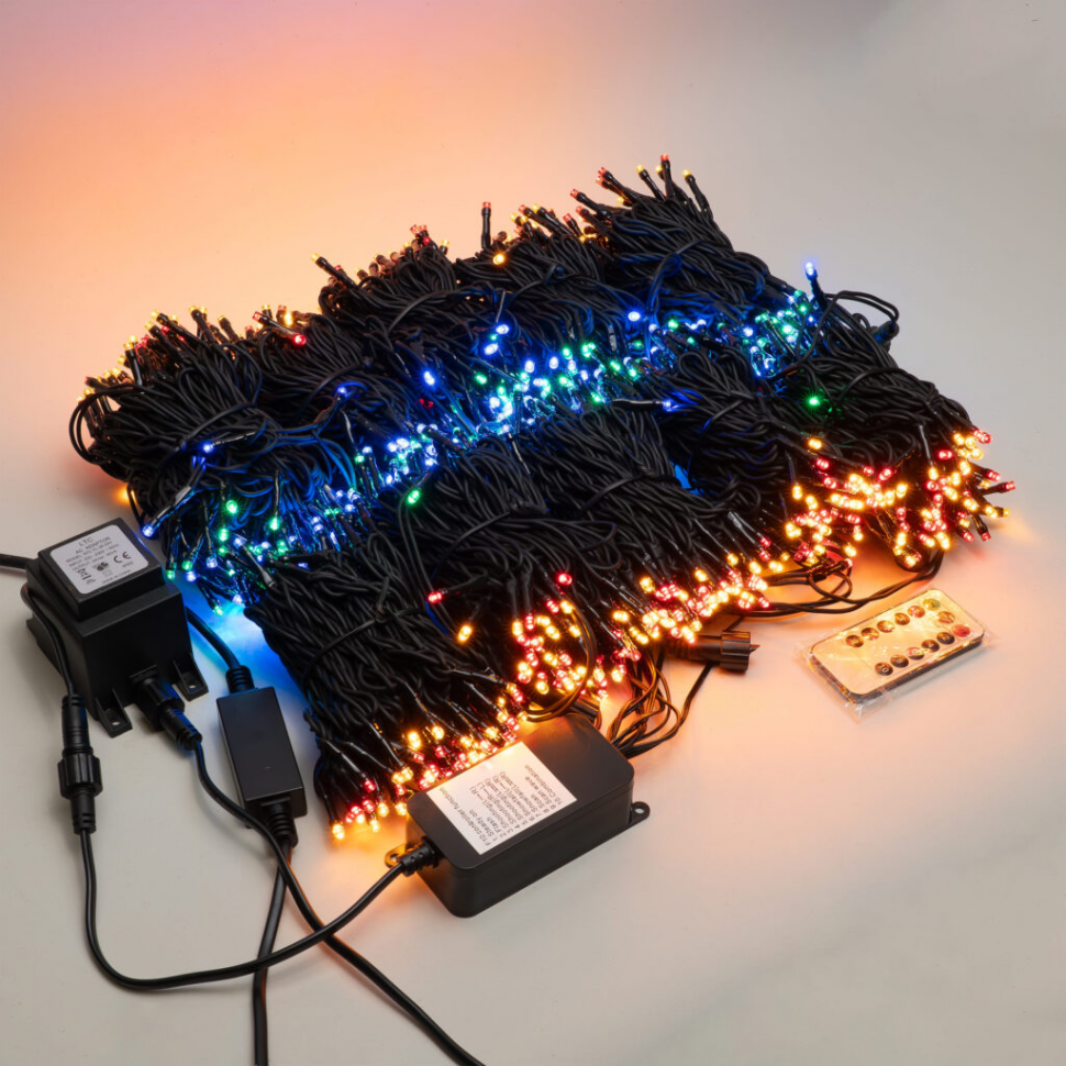 Комплект освещения для ели 10 нитей по 10 м., 1000 разноцветных LED, контроллер, LTC (KFCT1000-10F11-1M) Комплект освещения для ели 10 нитей по 10 м., 1000 разноцветных LED, контроллер, LTC (KFCT1000-10F11-1M)