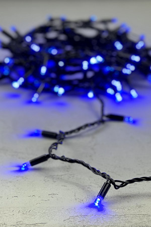 Светодиодная гирлянда с колпачком 100 синих LED ламп 10 м., 220-230 В., черный провод ПВХ, IP65, Beauty Led (PST100CAP-11-2B)