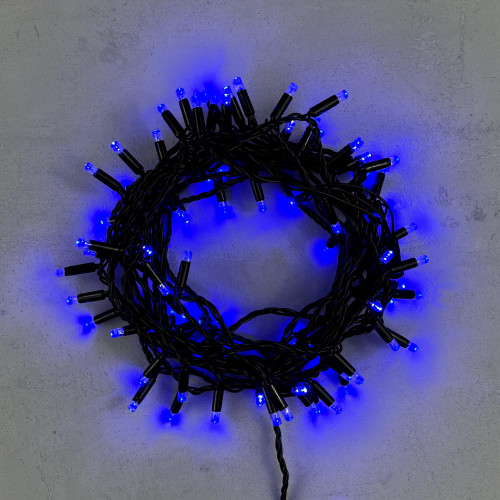 Светодиодная гирлянда с колпачком 100 синих LED ламп 10 м., 220-230 В., черный провод ПВХ, IP65, Beauty Led (PST100CAP-11-2B)