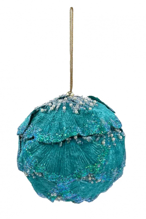 Винтажный шар Сокровища Посейдона - Порфира,10 см., бирюзовый, 1 шт., Christmas DeLuxe (86565)