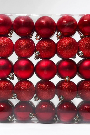 Набор пластиковых шаров Подарок Эльфа 60 мм., красный, 50 шт., Christmas DeLuxe (89582)