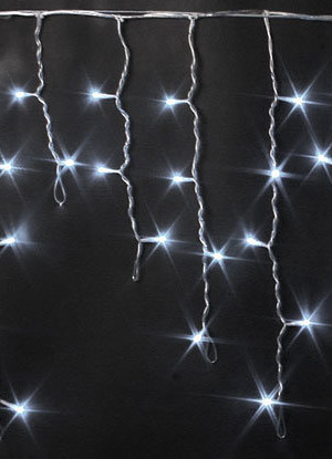 Светодиодная бахрома 3*0.5 м., 220V, 112 холодных белых LED ламп, прозрачный силиконовый провод, Rich LED (RL-i3*0.5-T/W)