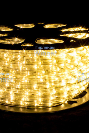 Дюралайт круглый Ø 13 мм., 220V, 3-жилы, теплые белые LED лампы 32 шт на 1 м., бухта 50 м, силикон, Winner (05.50.13.32WW)