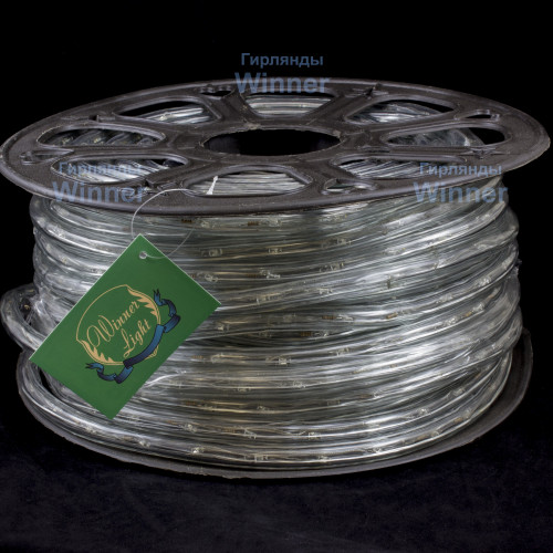 Дюралайт круглый Ø 13 мм., 220V, 3-жилы, теплые белые LED лампы 32 шт на 1 м., бухта 50 м, силикон, Winner (05.50.13.32WW)