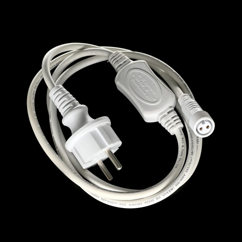 Кабель питания 1,5 м. с выпрямителем для каучуковых и ПВХ 220В., провод белый Каучук, IP65, LTC (LLC-8-3A)