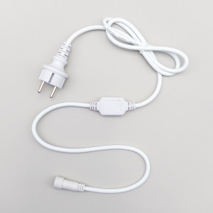 Кабель питания 1,5 м. с выпрямителем для каучуковых и ПВХ 220В., провод белый Каучук, IP65, LTC (LLC-8-3A)