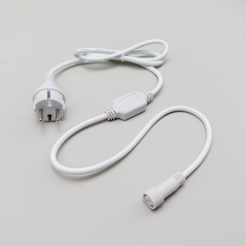 Кабель питания 1,5 м. с выпрямителем для каучуковых и ПВХ 220В., провод белый Каучук, IP65, LTC (LLC-8-3A)