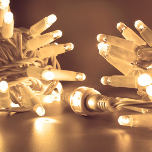 Светодиодная нить 100 теплых белых LED ламп, 10 м., 220В, статика, белый провод ПВХ, Teamprof (TPF-S10C-220V-CW/WW)