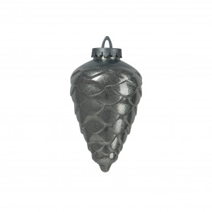 Шишка пластиковая 250 мм., серебряная, с глиттером лакированная, BigDecor (801003)