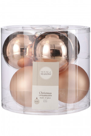 Набор стеклянных шаров Лалик 80 мм., 6 шт., розовый, House of seasons (85716)  