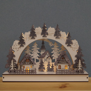 Светильник рождественский Берген 23*33.5 см., на батарейках, бело-серый, Lampirida (4505)