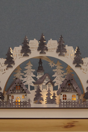 Светильник рождественский Берген 23*33.5 см., на батарейках, бело-серый, Lampirida (4505)