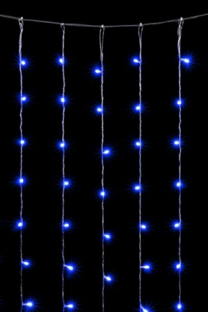 Светодиодный занавес 2*3 м., 600 синих LED ламп, облегченный, прозрачный провод ПВХ, LTC (PCL600NOT-10-2B)