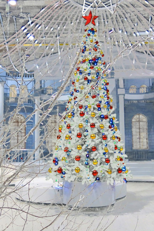 Ель искусственная Виктория Люкс белая, 4.5м., ПВХ, уличная, ПромЕлка (VK450WLX) 