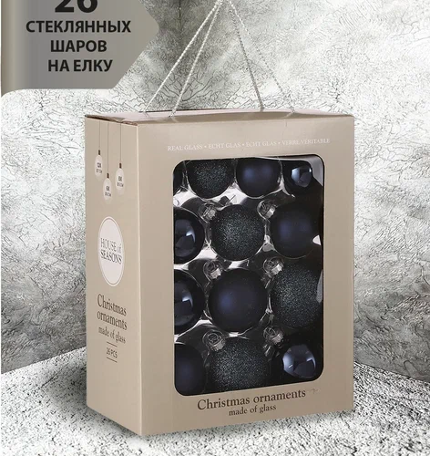 Набор стеклянных шаров Полночная буря 26 шт., Christmas DeLuxe (86776)