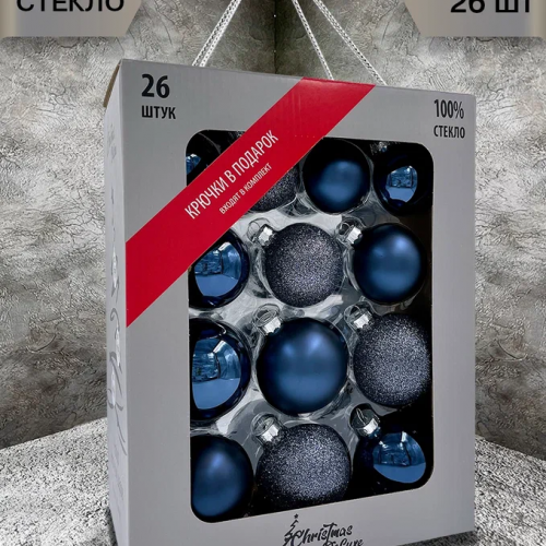 Набор стеклянных шаров Полночная буря 26 шт., Christmas DeLuxe (86776)