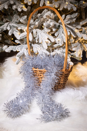 Мишура Эконом 3-х слойная д.100 мм., дл.2 м.,серебро, КАЗ КОМ (Г-243/серебро)