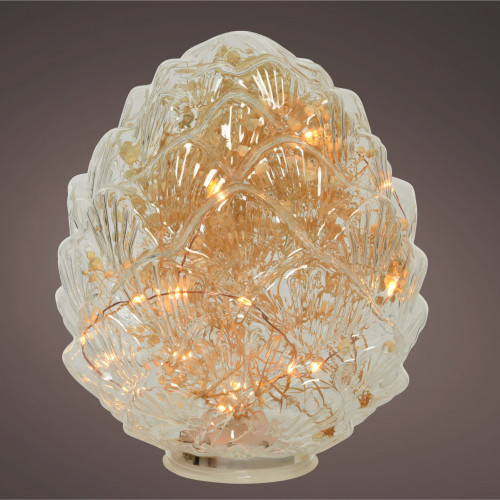 Декоративный светильник Шишка 17 см., 15 теплых LED ламп, матовая, Kaemingk (486186)