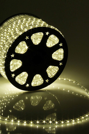 Светодиодный Дюралайт Ø13 мм., Тепло-Белый с Мерцанием 220В, 36 LED/м., Свечение 360°, IP65, Бухта 100м., Laitcom (F3-H2-220V-BL-WW)