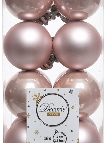 Набор пластиковых шаров Милена 40 мм, нежно-розовый, 16 шт, Kaemingk (021788)
