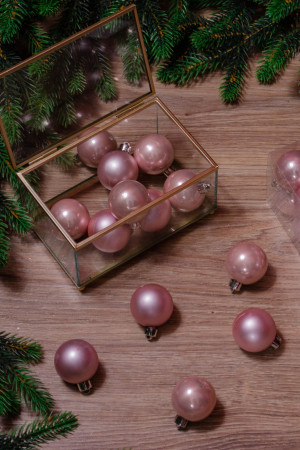 Набор пластиковых шаров Милена 40 мм, нежно-розовый, 16 шт, Kaemingk (021788)