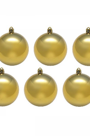 Набор пластиковых шаров 60 мм., золотой глянец, 6 шт, Snowmen (ЕК0055)